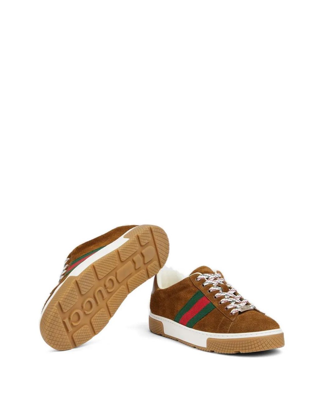 Gucci Brown Ace Sneakers With Web for men