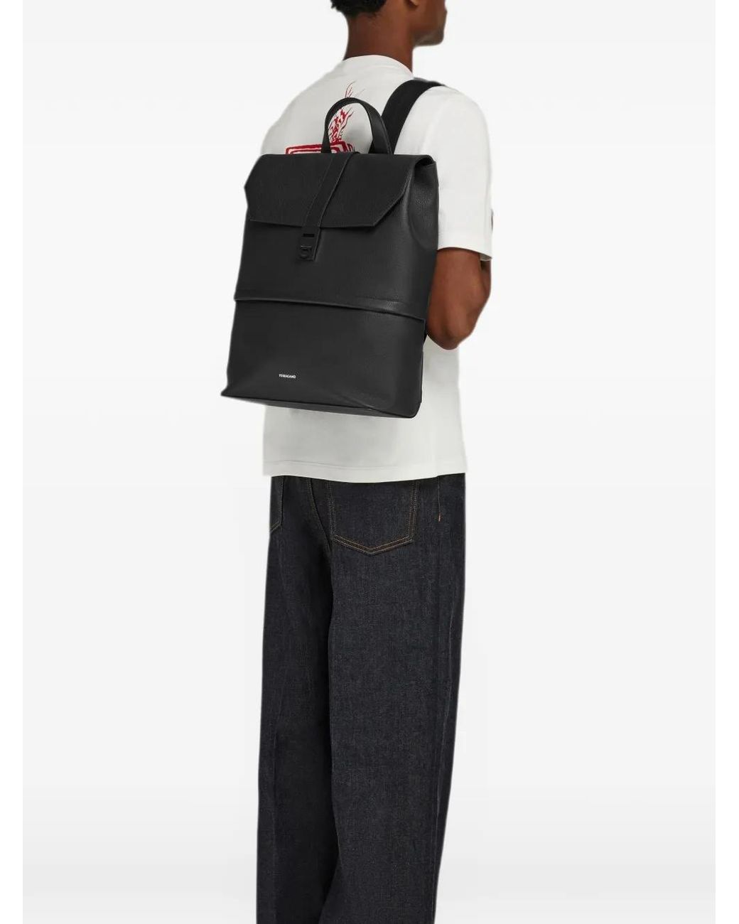 Ferragamo Black Backpack With Hug Buckle for men