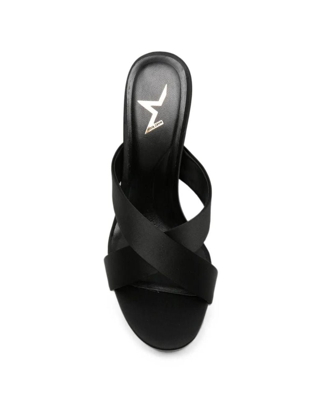 Marc Ellis Black Cross-Strap Sculpted-Heel Sandals