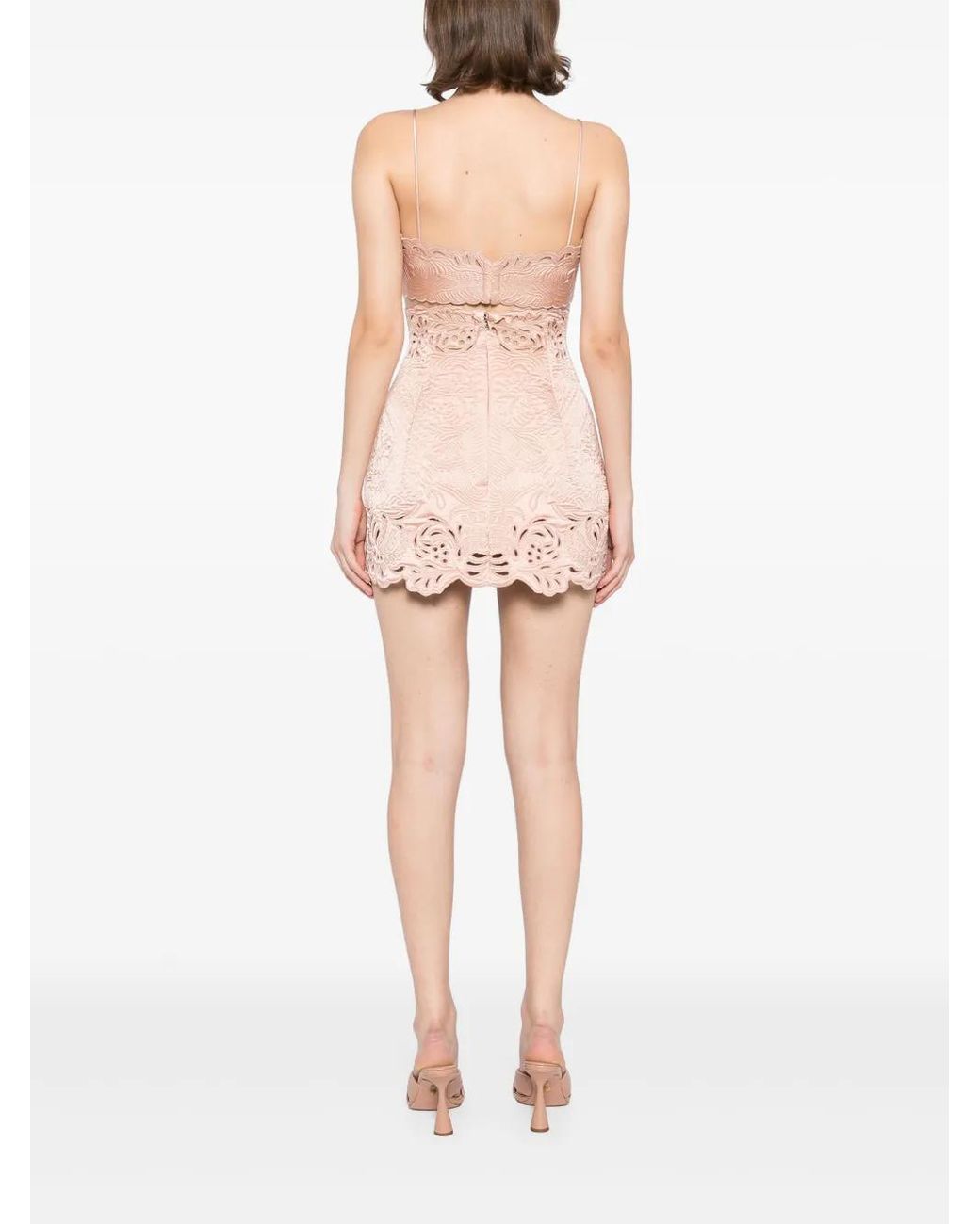 Ermanno Scervino Pink Floral-Embrodery High-Waisted Skirt