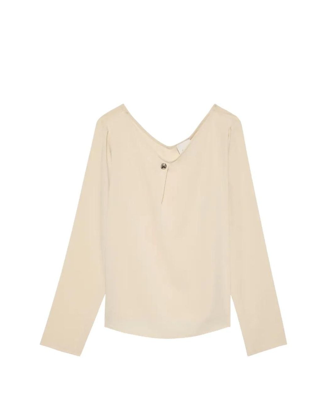 Calvin Klein Natural Button-Detail V-Neck Blouse