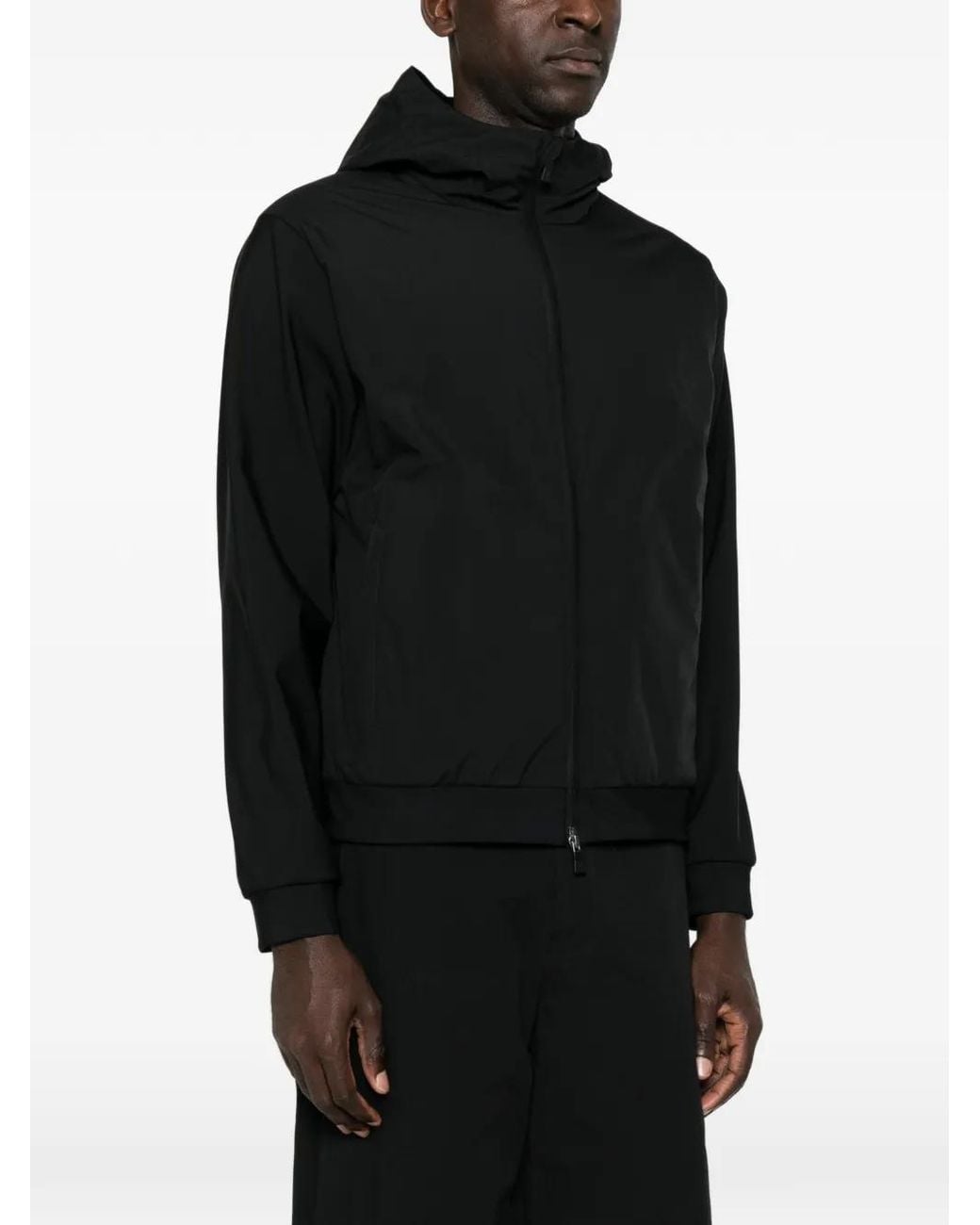 Herno Black Hooded Zip-Up Jacket for men