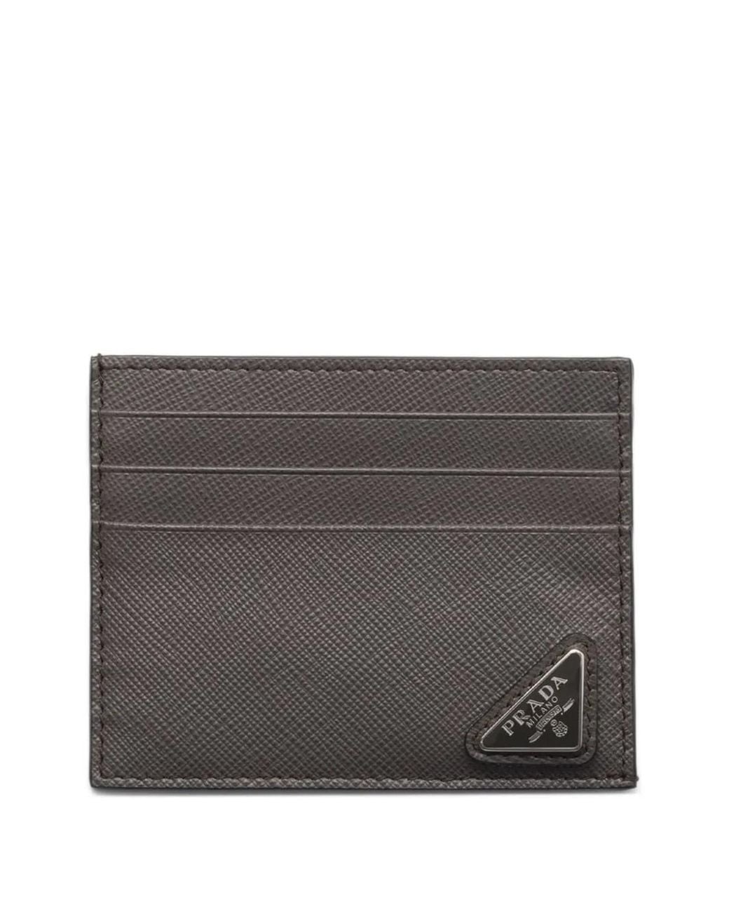 Prada Gray Textured Card Holder for men