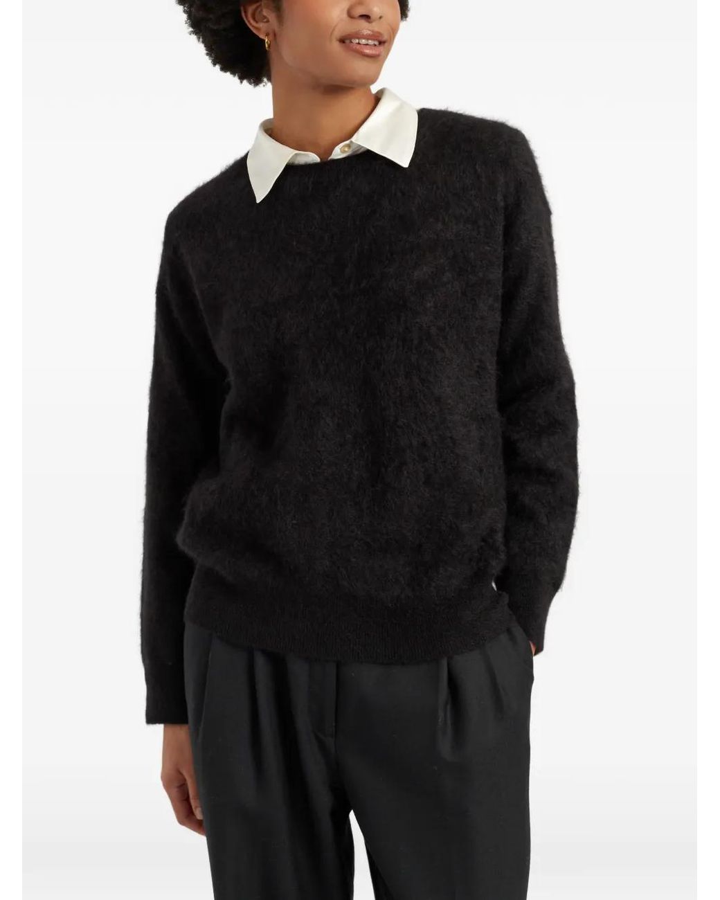 Chinti & Parker Black Crew-Neck Cashmere Sweater