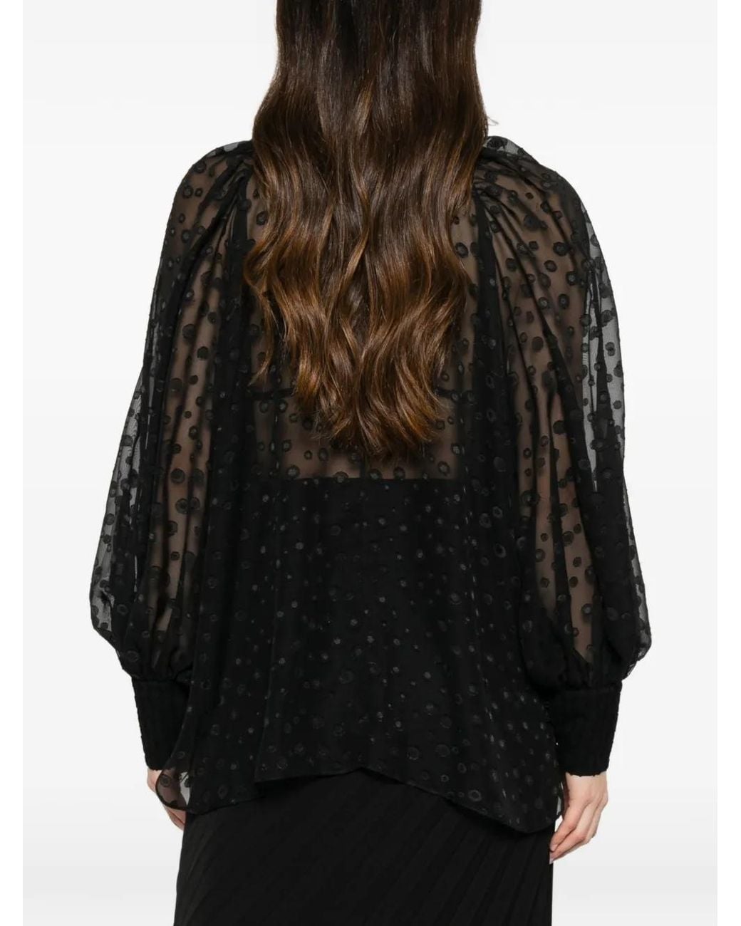 Parlor Black Pussy-Bow-Collar Blouse