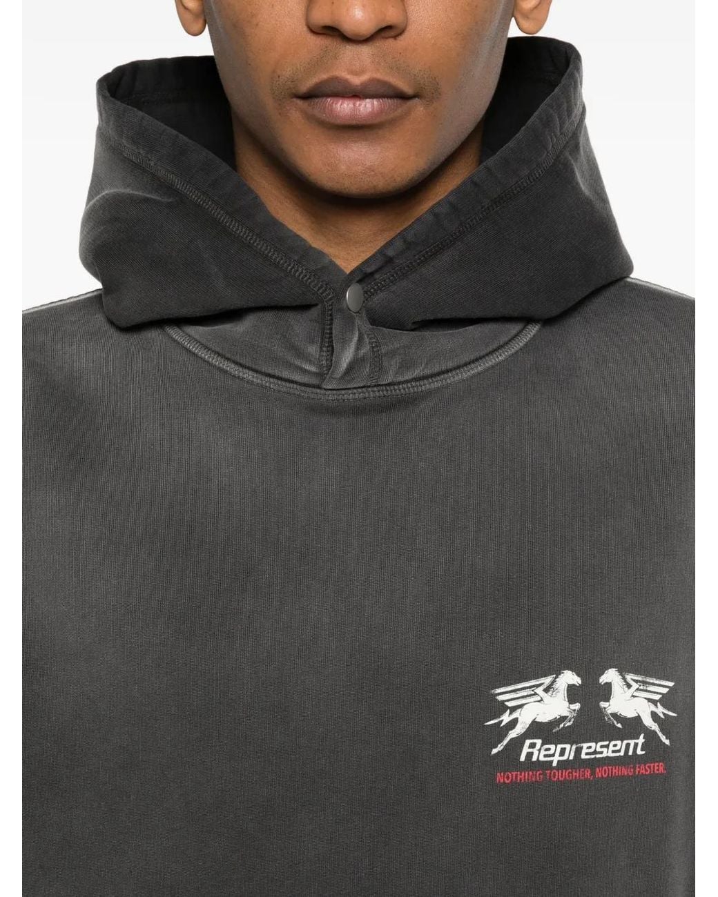 Represent Black 24 Hour Service Graphic-Print Hoodie for men