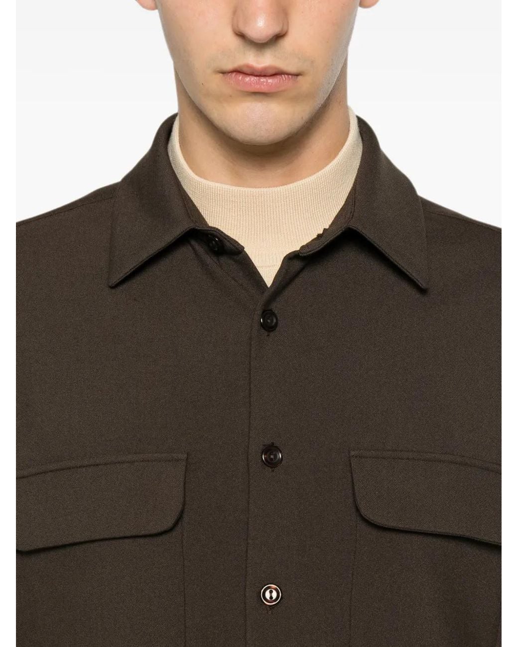 Sandro Brown Shirt With Patch Pockets for men