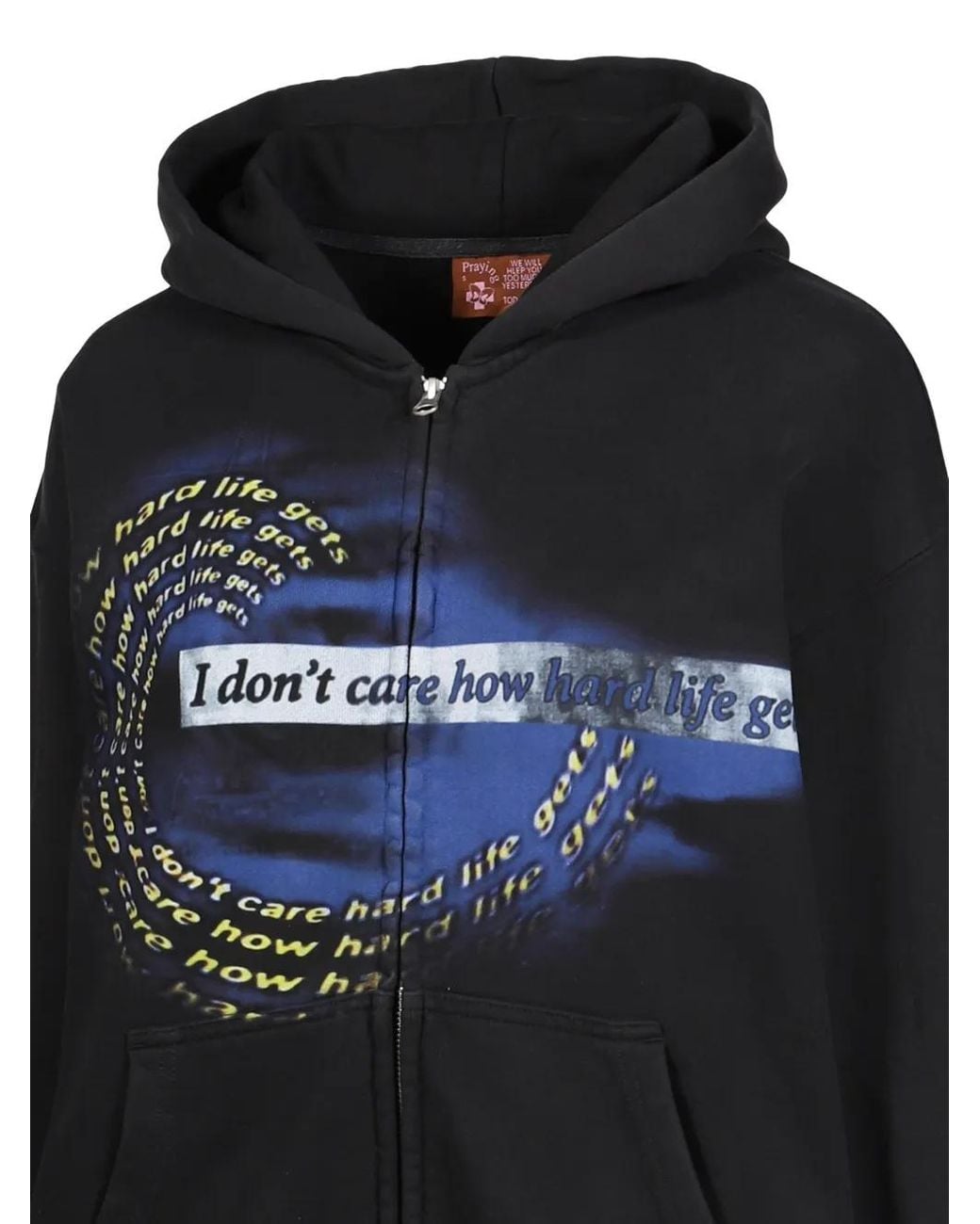 PRAYING Black Graphic-Print Zip-Up Hoodie