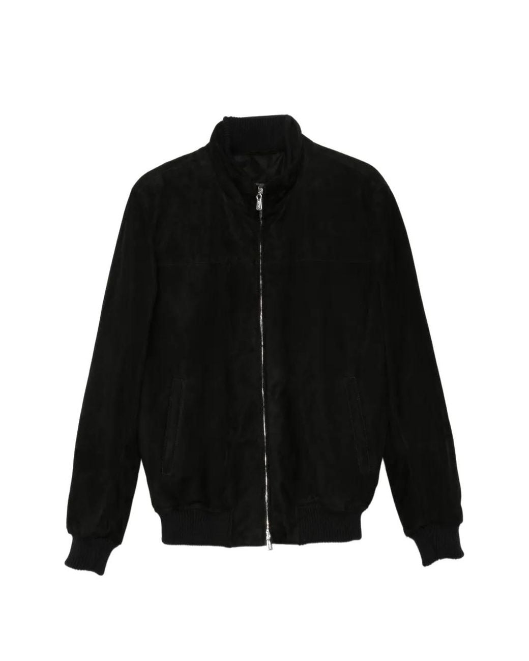 Enrico Mandelli Black Suede Bomber Jacket for men