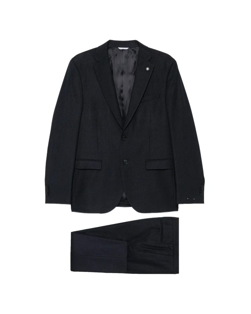 Manuel Ritz Black Check-Pattern Single-Breasted Suit for men
