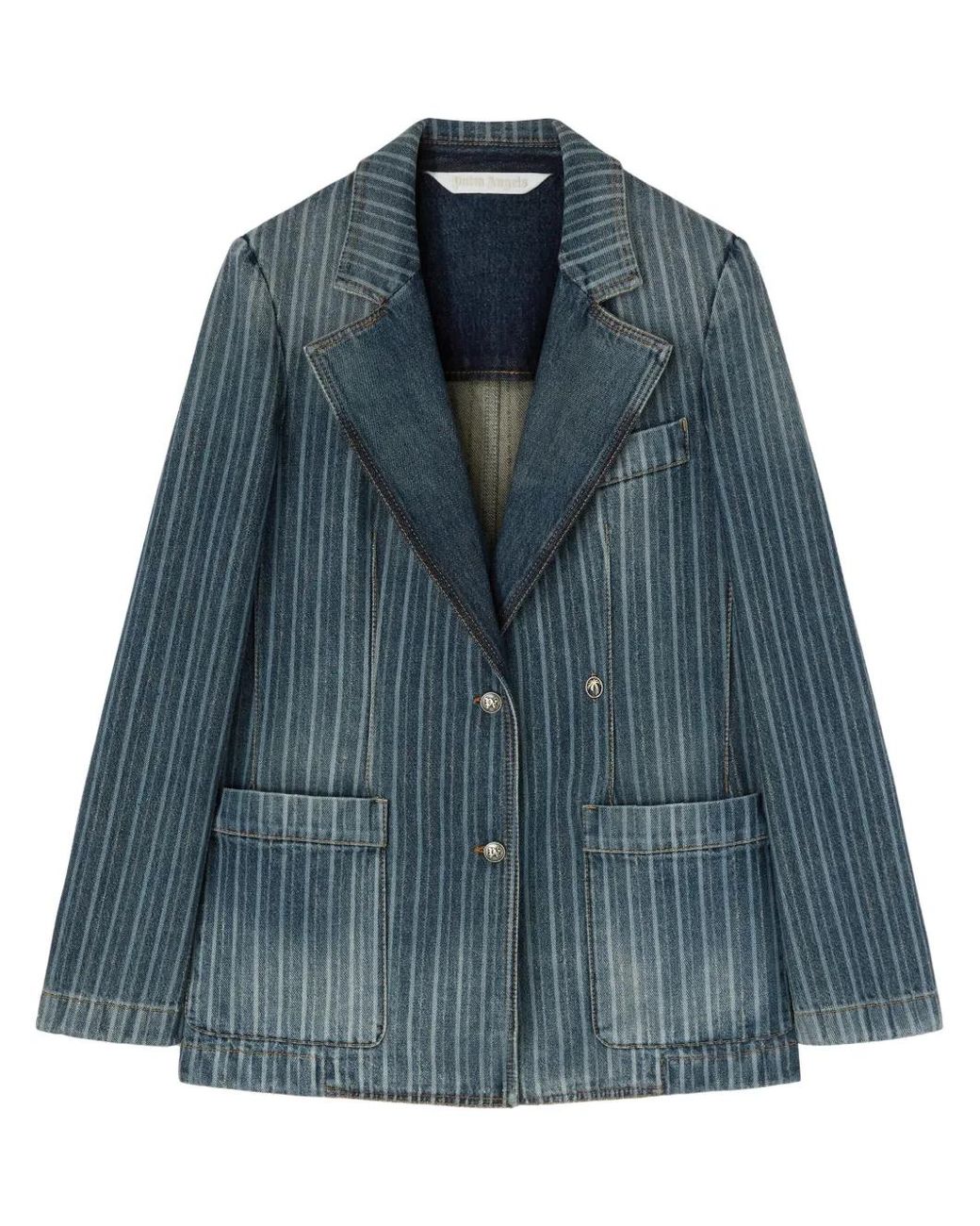 Palm Angels Blue Laser Pinstripe Denim Blazer Light