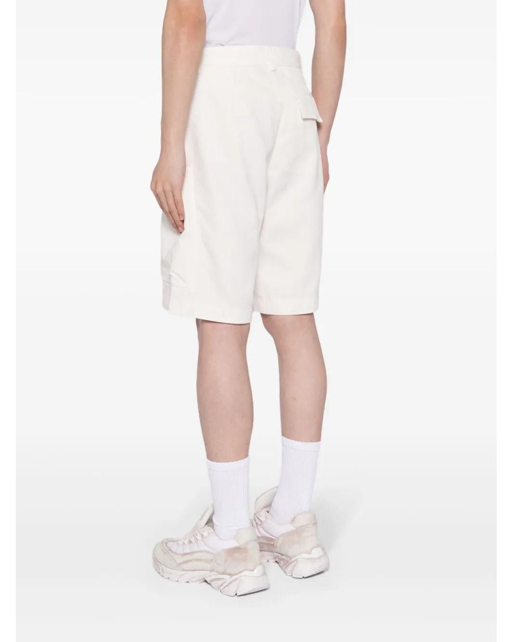 Palm Angels White Lyocell-Cotton Blend Cargo Shorts for men