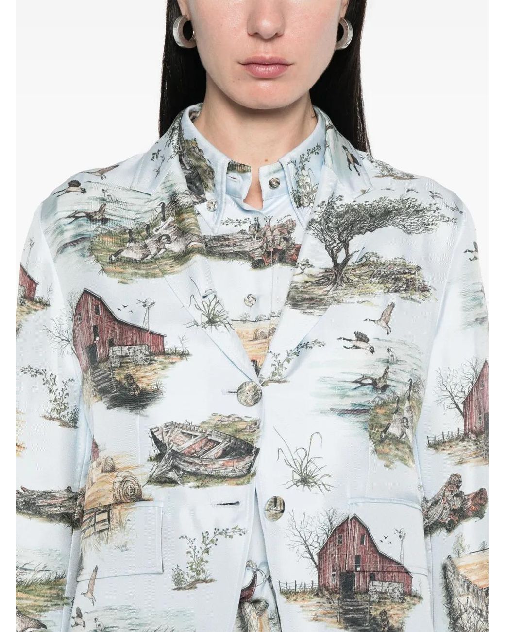 Thom Browne White All-Over Print Blazer