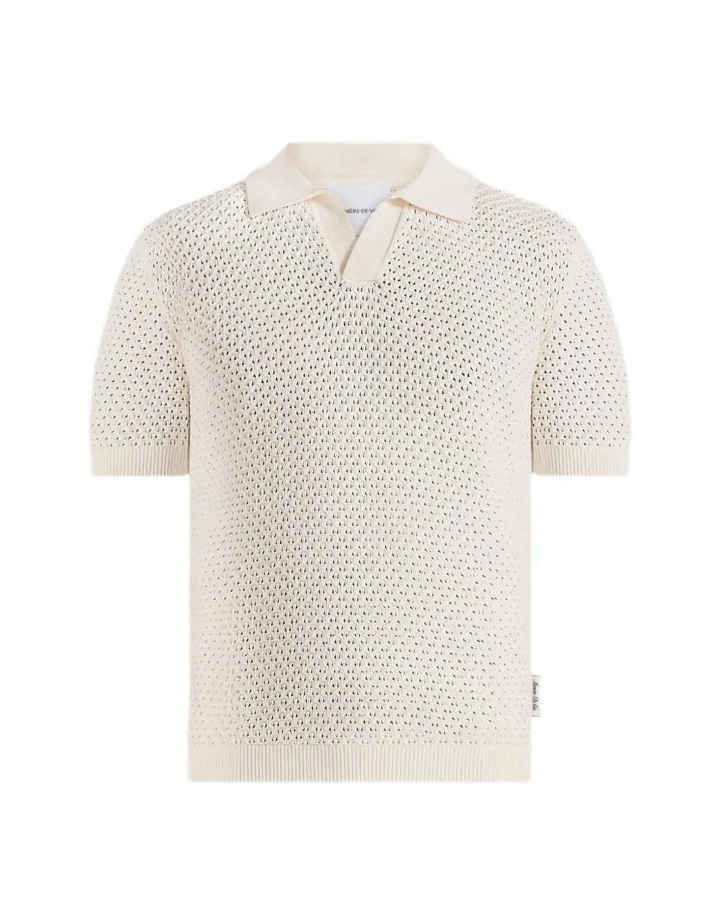 Manière De Voir White Conrad Open -Knit Polo Shirt Cream for men