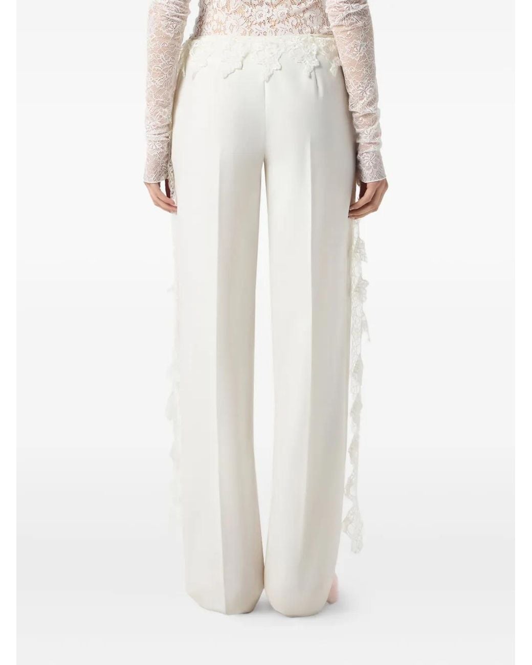 Blumarine White Lace-Detail Trousers