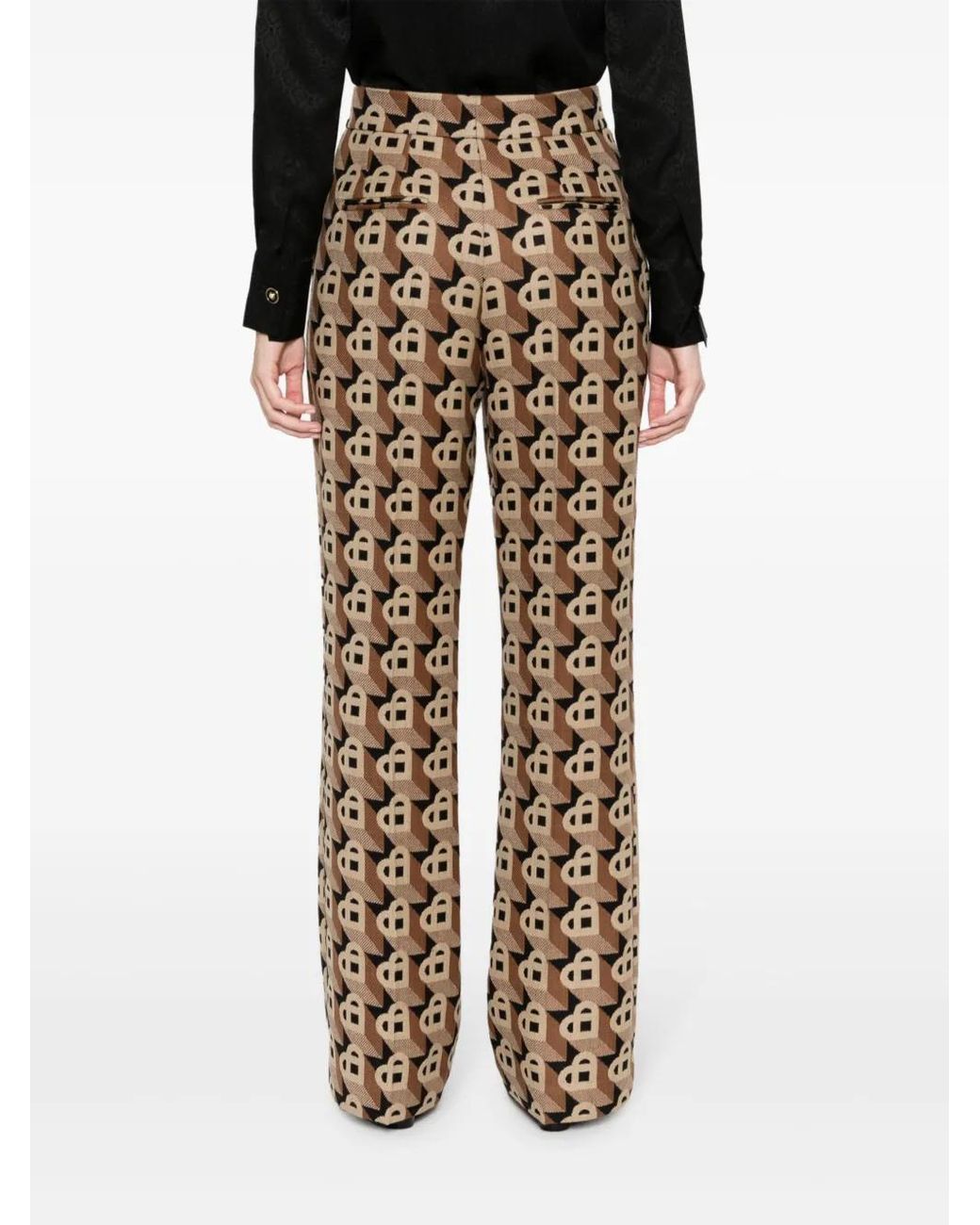 Casablanca Brown Heart-Jacquard Virgin-Wool Trousers