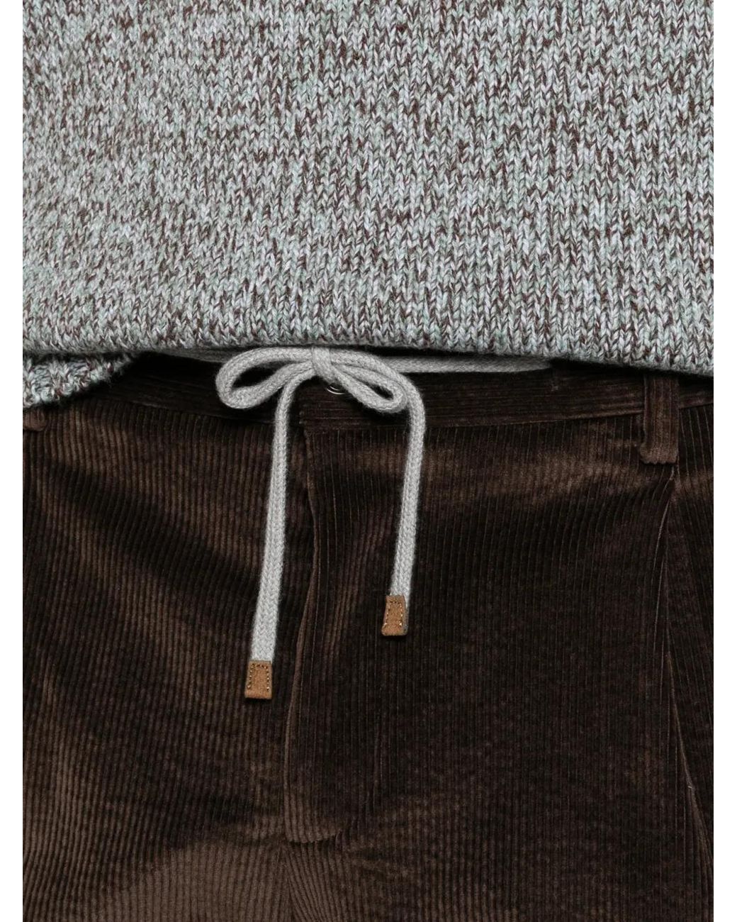 Arte' Black Pantalon En Velours Côtelé À Lien De Resserrage Roma for men