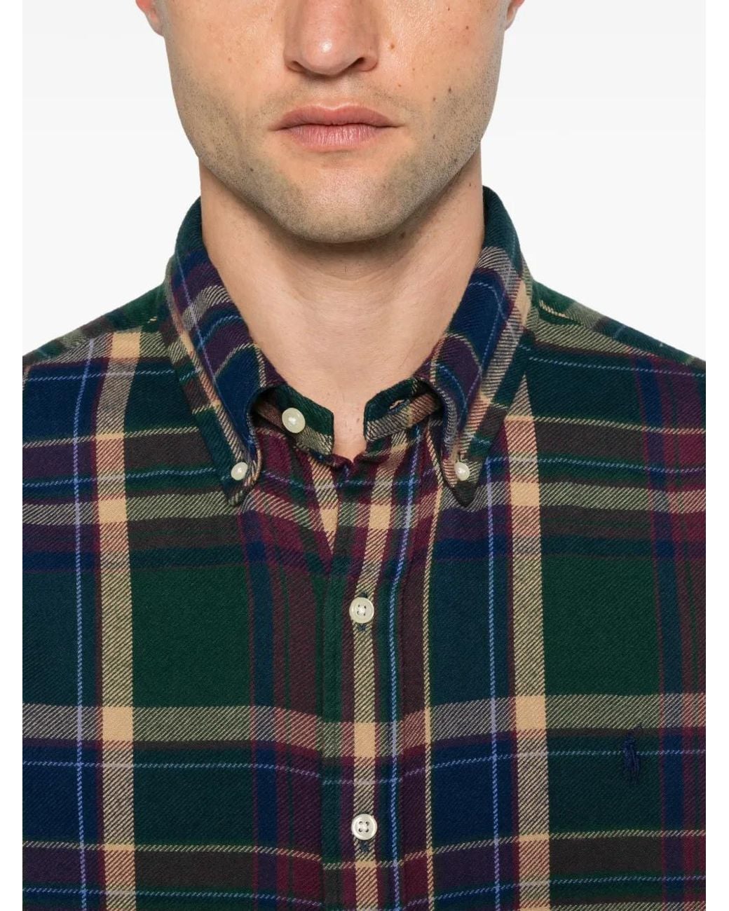 Polo Ralph Lauren Blue Tartan-Check Button-Down Shirt for men
