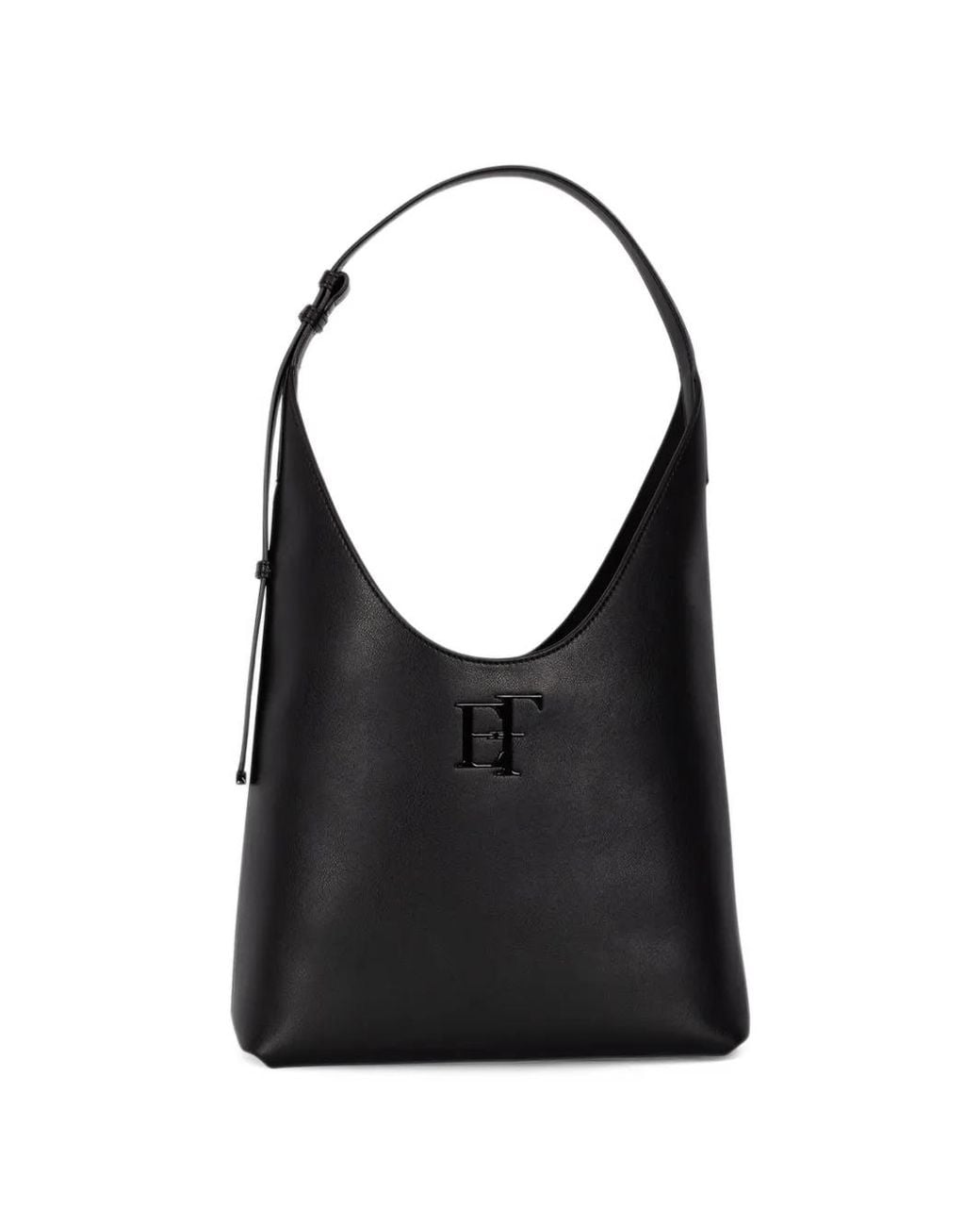 Elisabetta Franchi Black Logo-Plaque Tote Bag