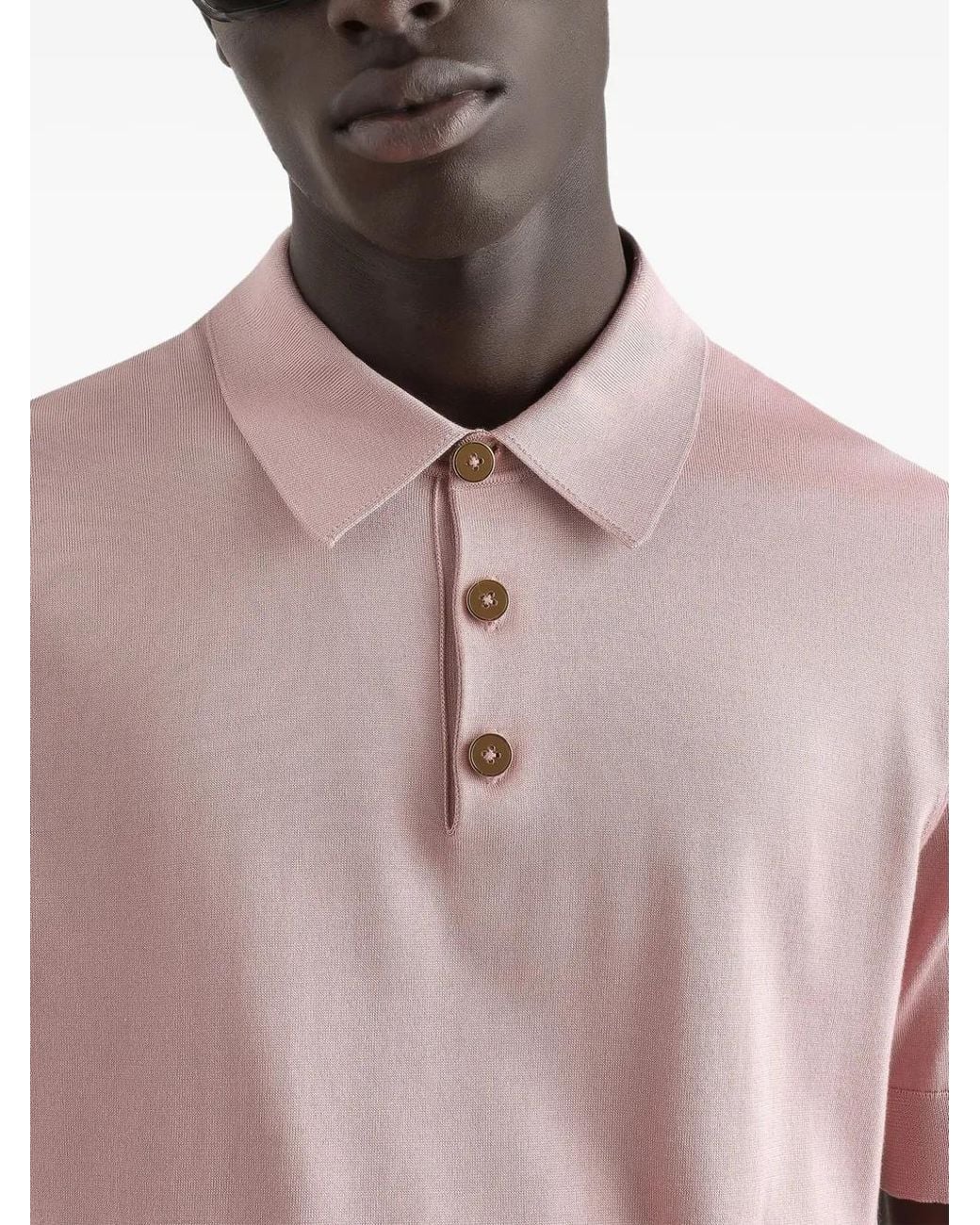 Dolce & Gabbana Pink Button-Fastening Short-Sleeve Polo Shirt for men