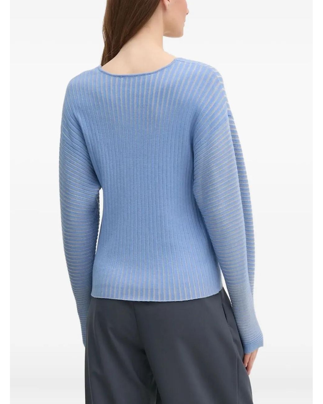 DKNY Blue V-Neck Ribbed Jumper