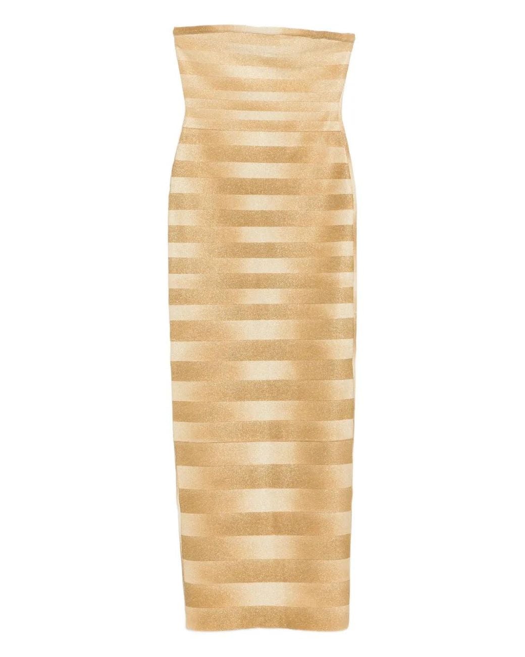 Herv Lger Nia Strapless Maxi Dress in Metallic | Lyst