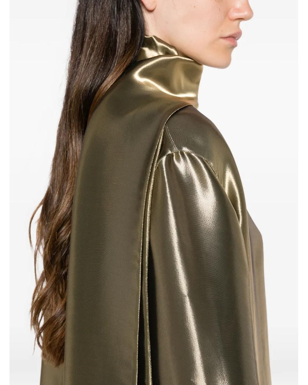 Ferragamo Metallic High-Neck Panelled Midi Dress