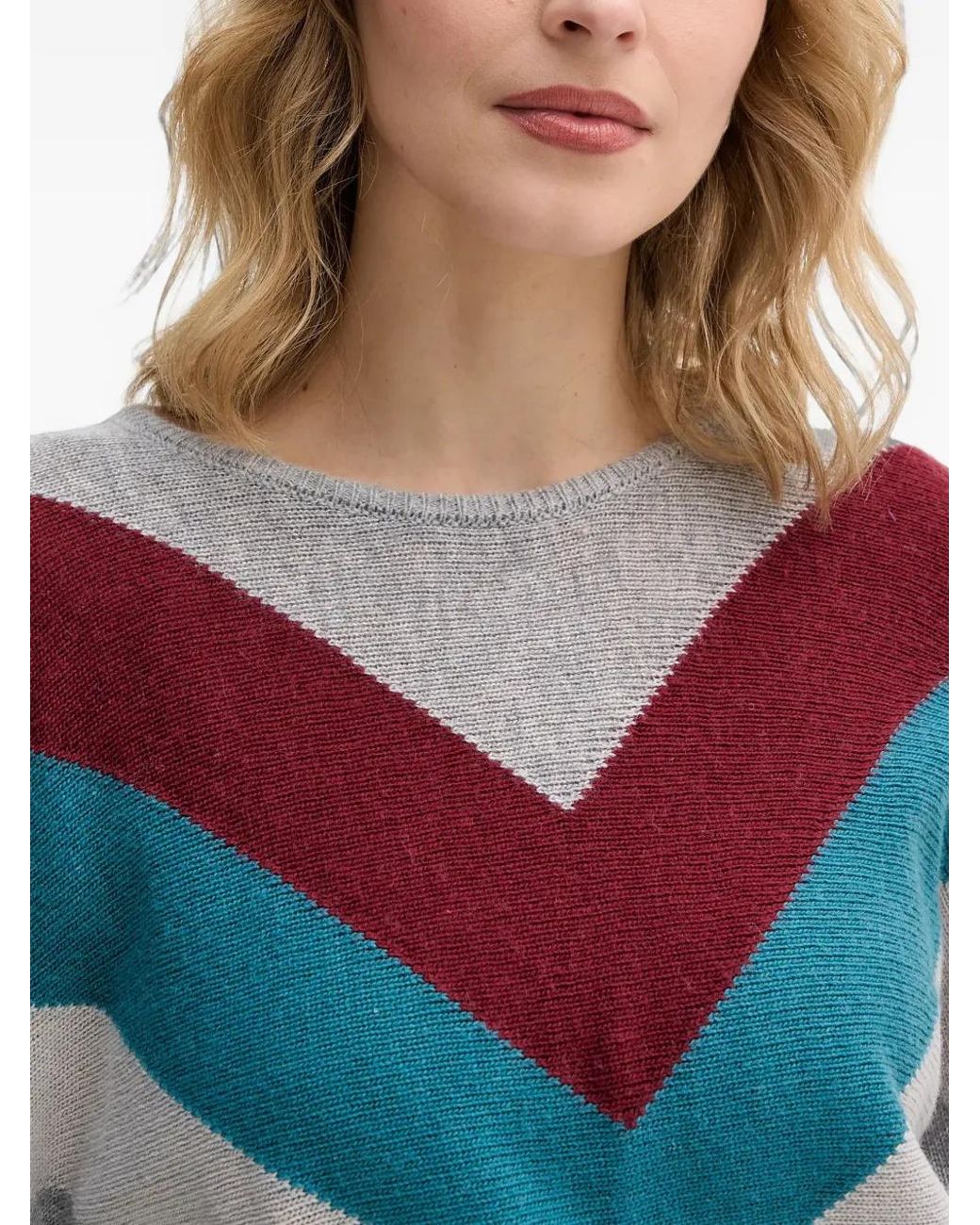 Benetton Gray Pullover Mit Chevron-Muster