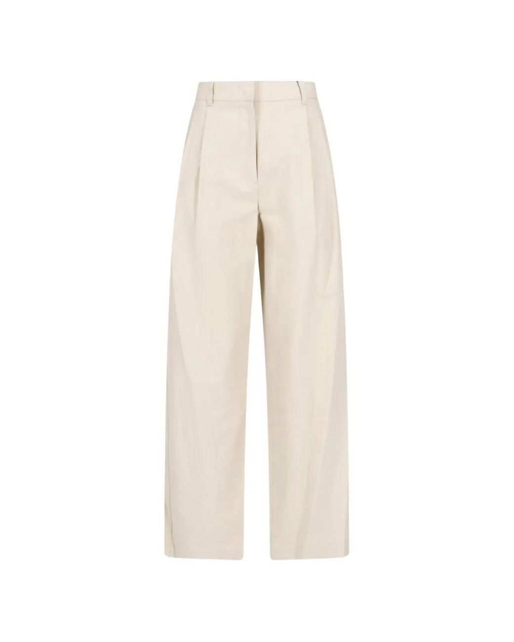DUNST White Pleated Wide-Leg Trousers
