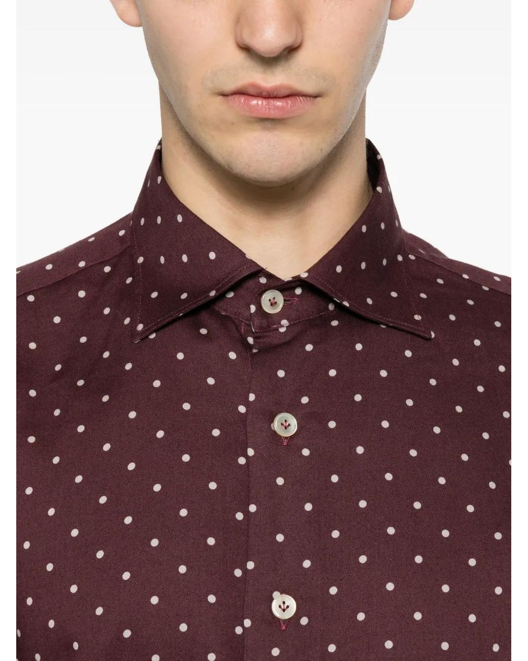 Eleventy Purple Polka-Dot Long-Sleeve Shirt for men