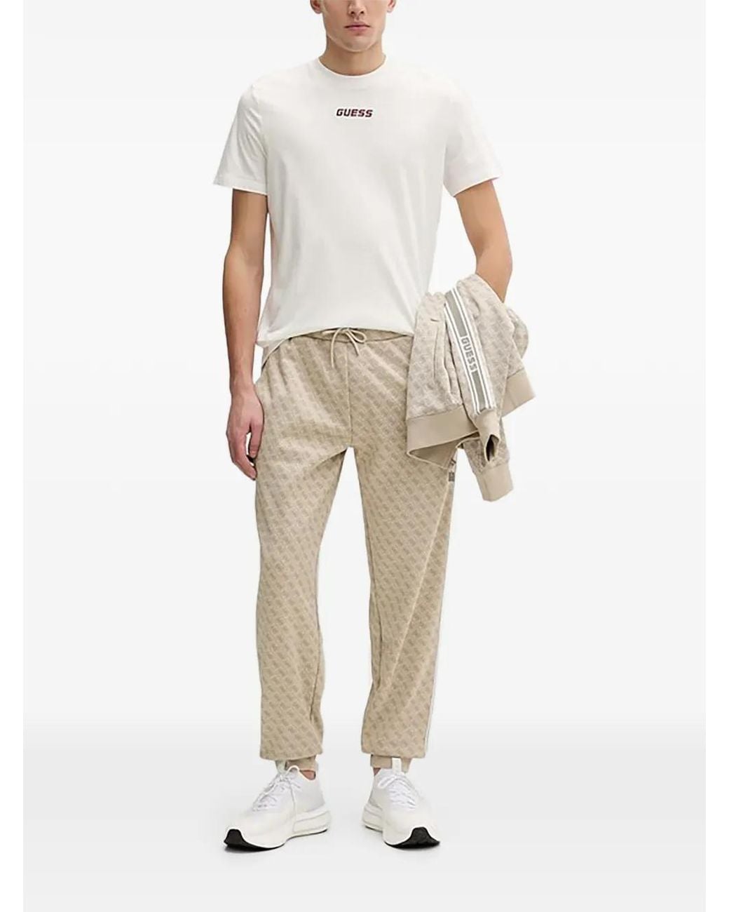 Guess Natural Monogram-Pattern Track Pants for men