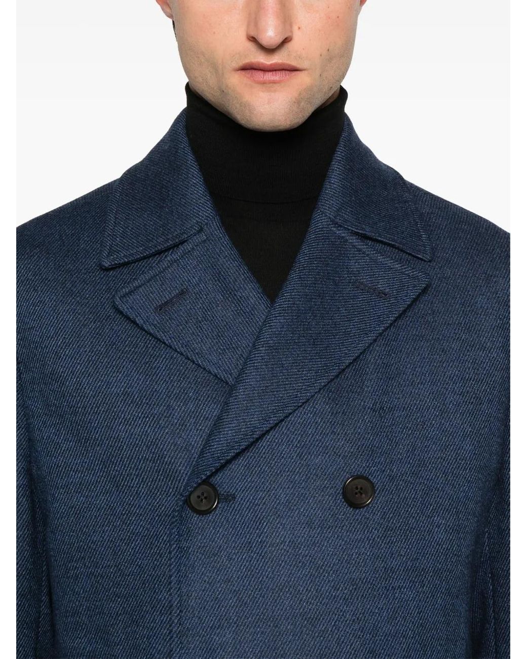 Corneliani Blue Striped Peacoat for men