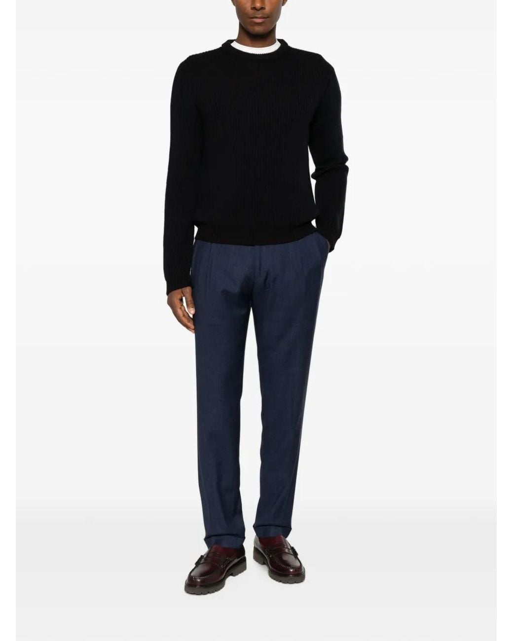 Drumohr Black Pull Côtelé En Laine for men