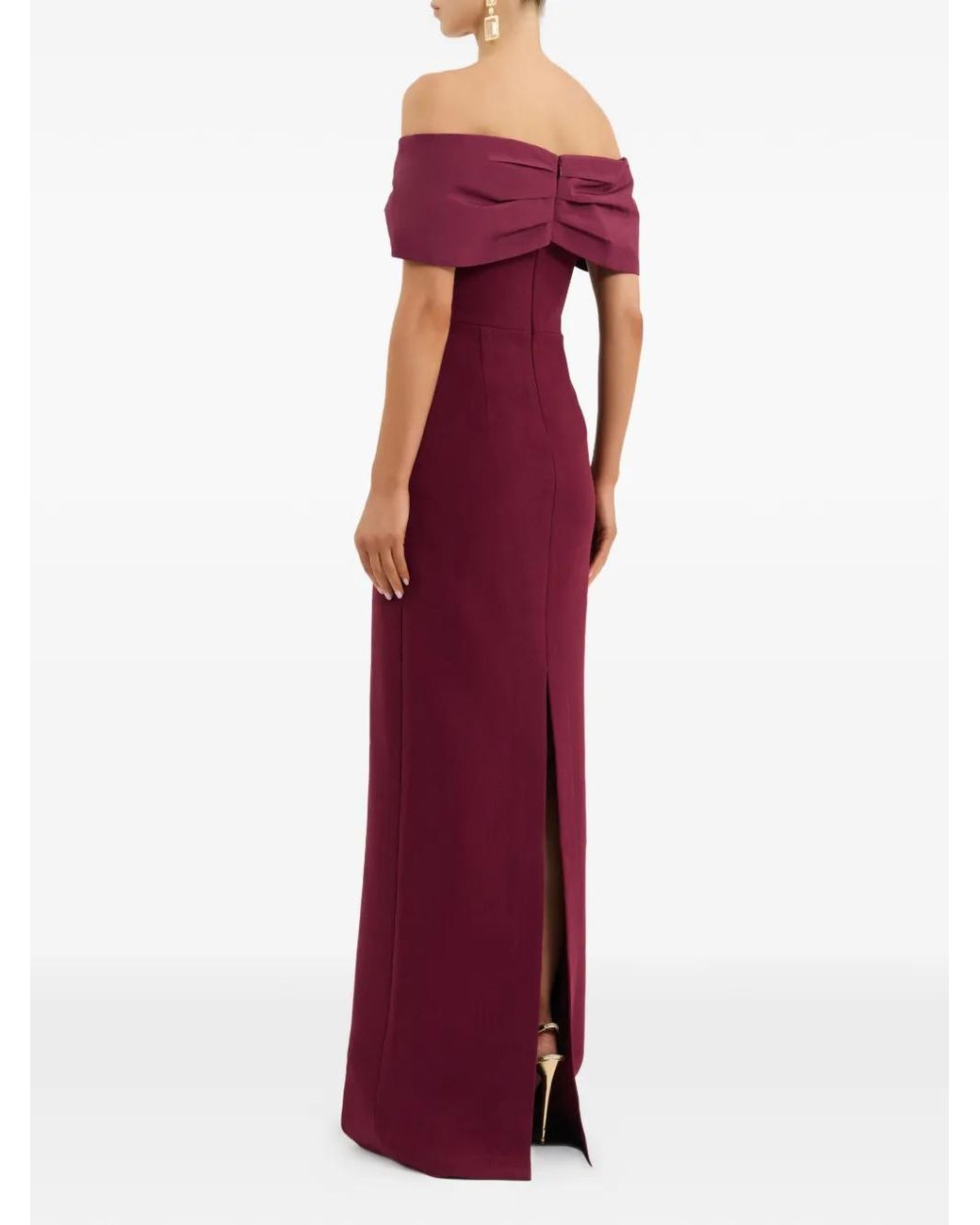Rebecca Vallance Red Cava Off The Shoulder Gown