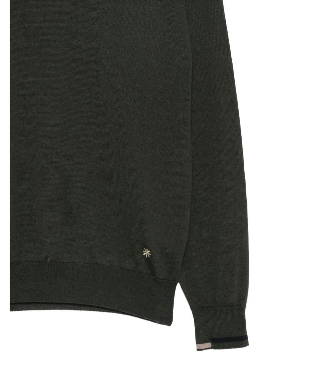Manuel Ri Rz Logo Manuel Ritz Contrast-Trim Crew-Neck Sweater in Green for Men | Lyst