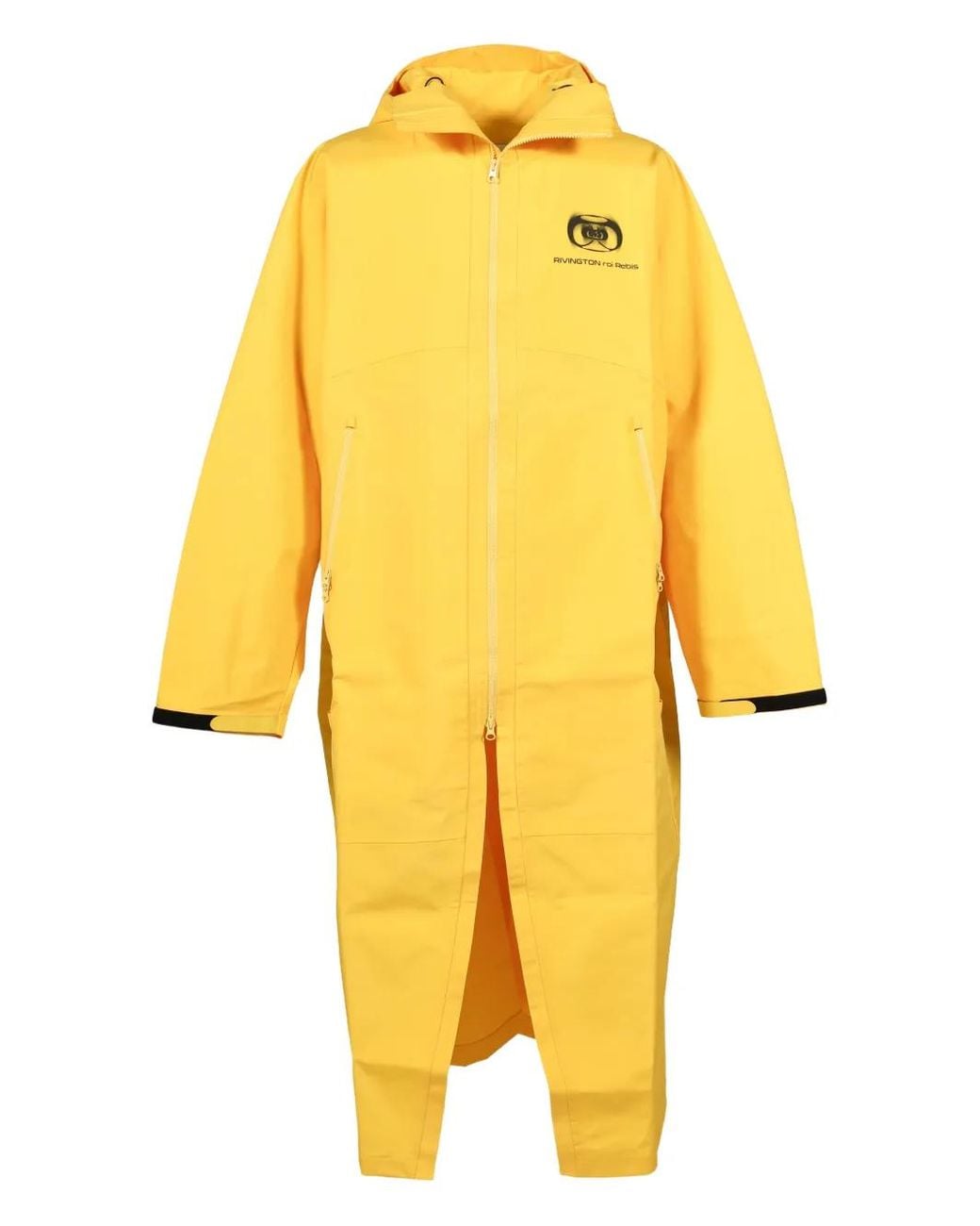 RRR123 Yellow Hooded Zip-Fastening Rain Coat for men