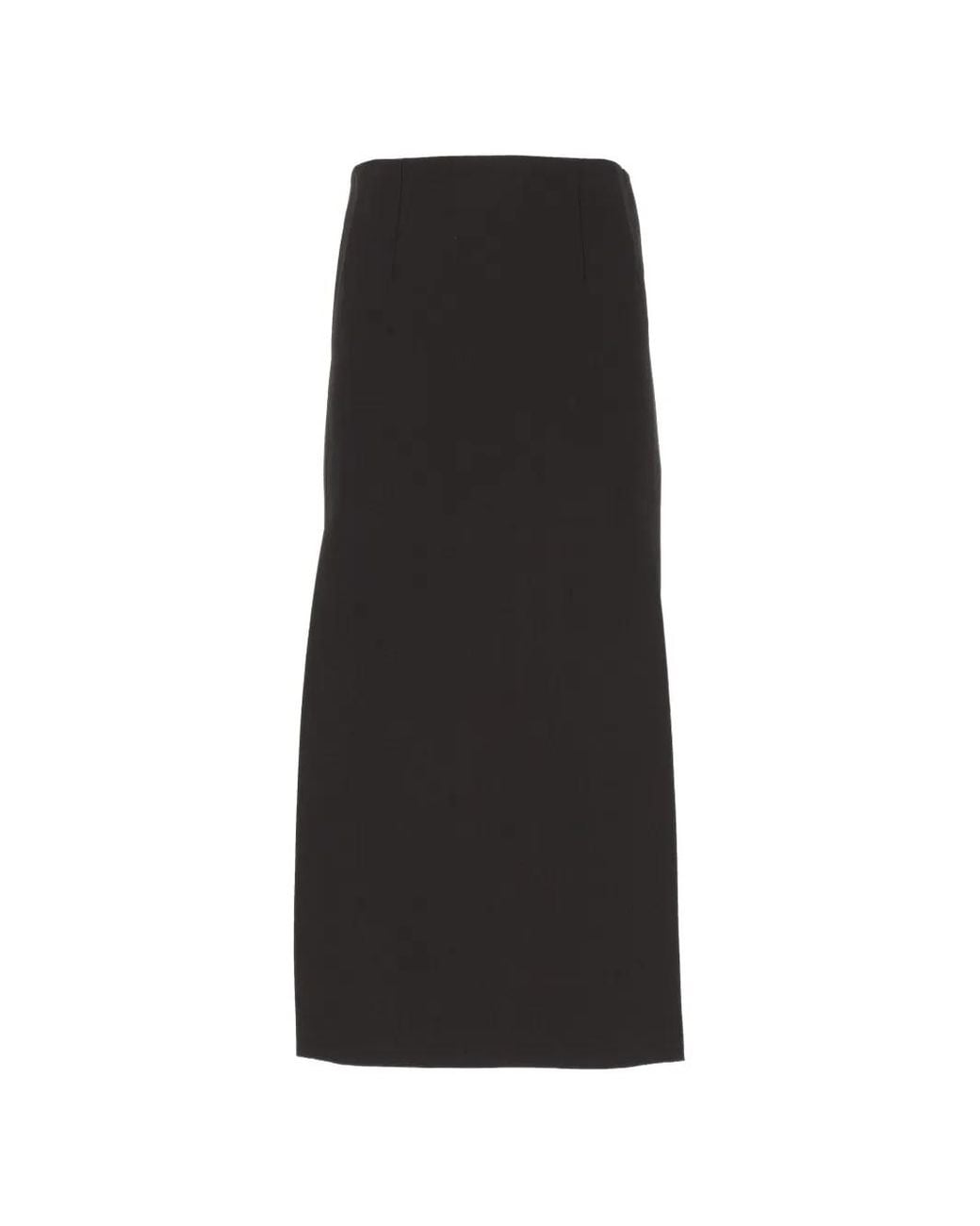 Al Duca D'aosta Black Side-Slit Pencil Midi Skirt