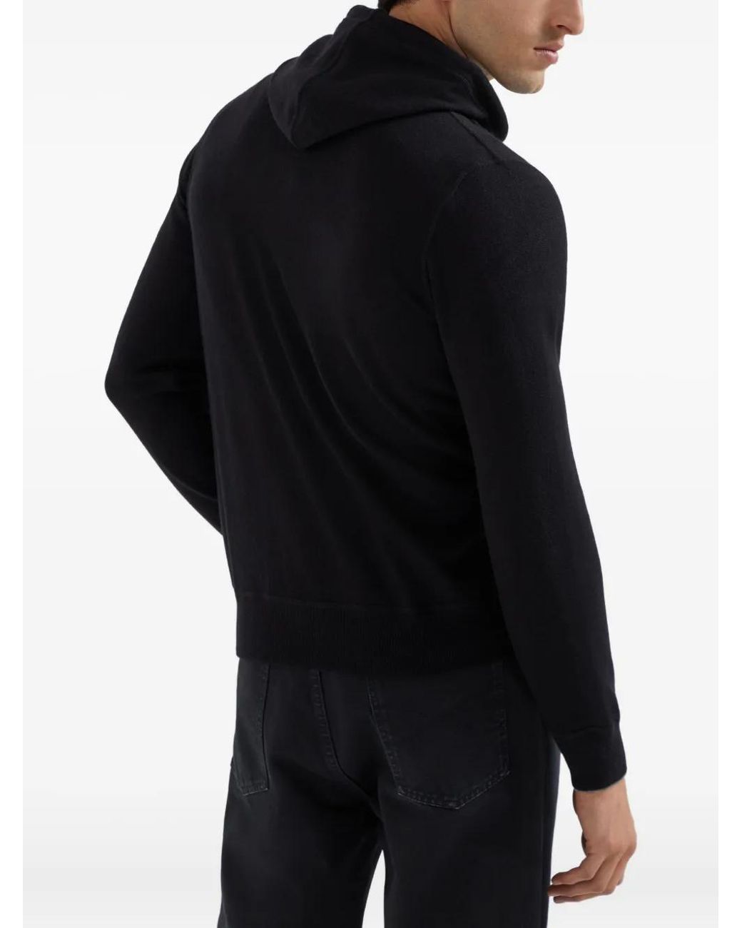 Brunello Cucinelli Black Cashmere Hoodie for men