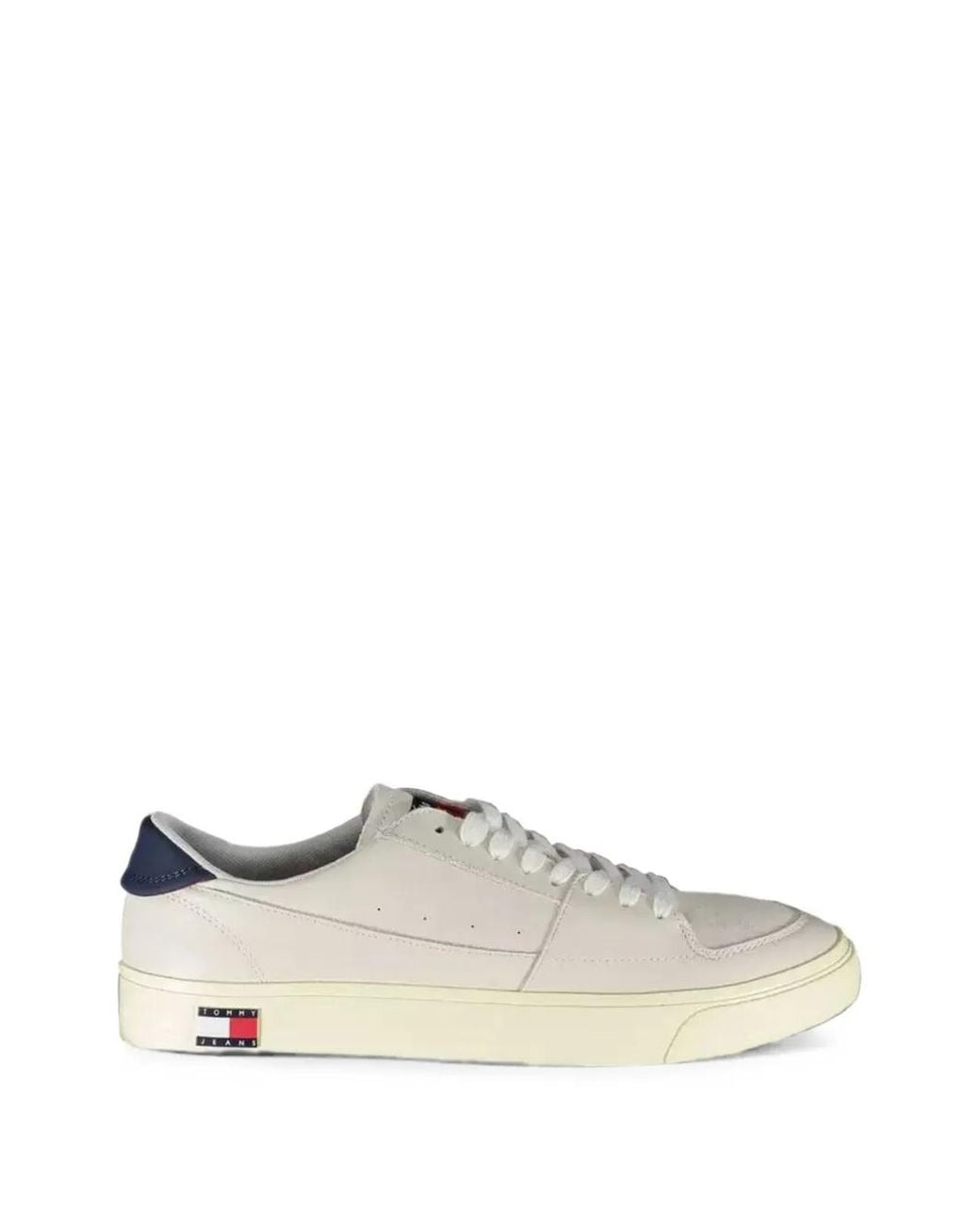 Tommy Hilfiger White Logo-Patch Leather Sneakers for men