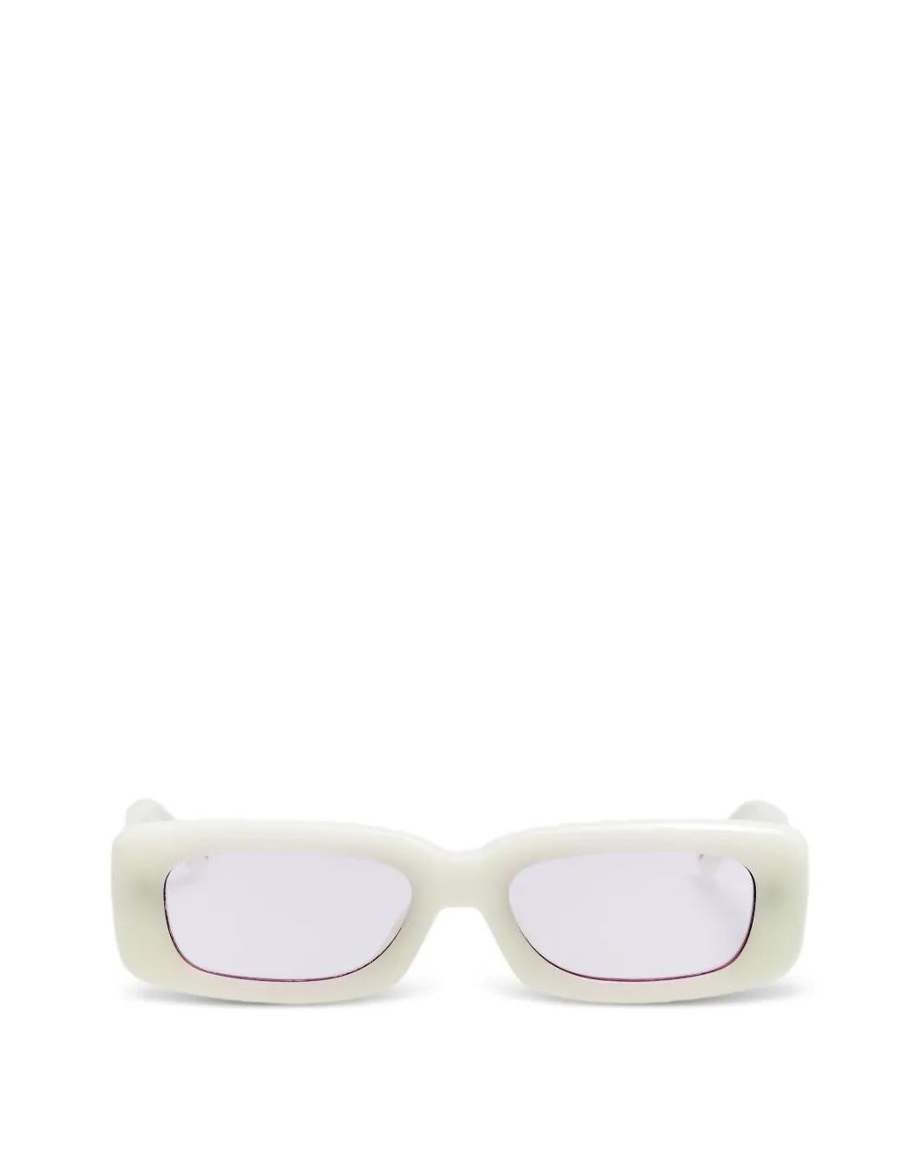 The Attico White Mini Marfa Rectangle-Frame Sunglasses