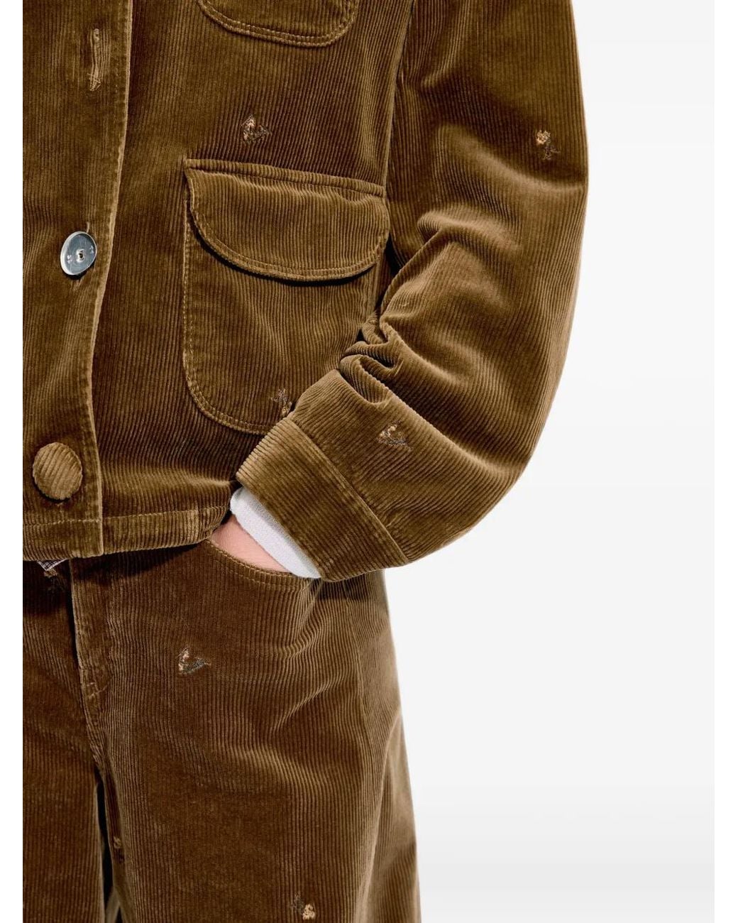 JNBY Brown Floral-Print Corduroy Jacket