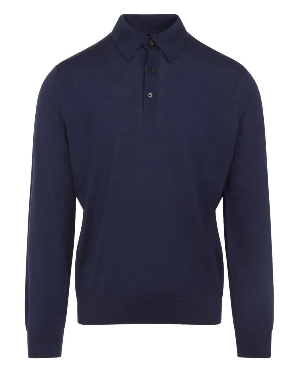 Zegna Blue Buttoned Long-Sleeve Polo Shirt for men
