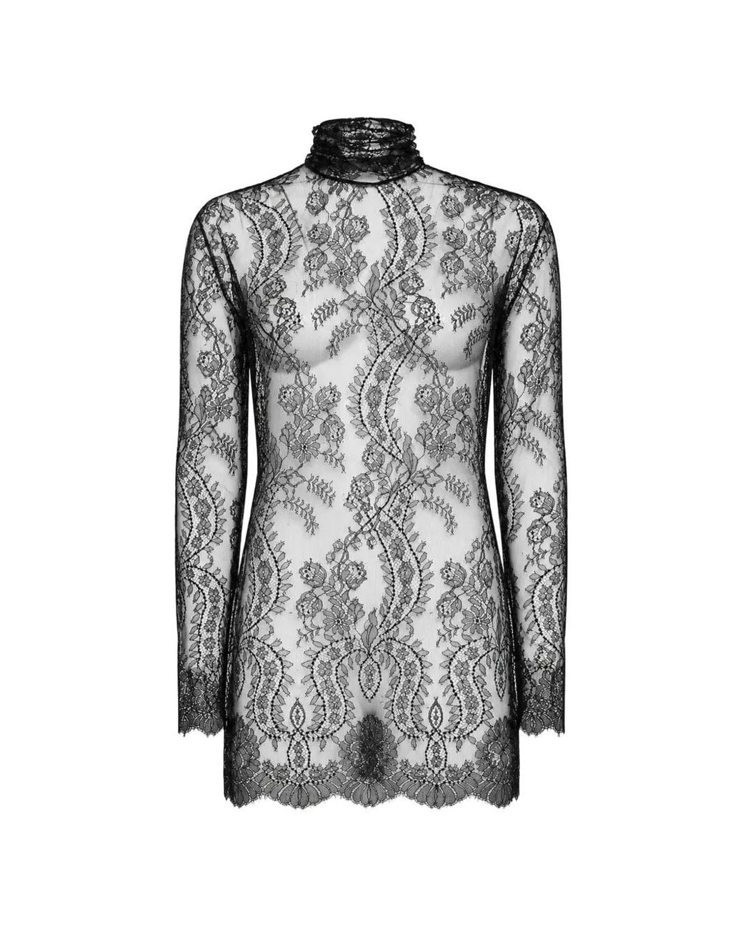 Dolce & Gabbana Gray Chantilly-Lace Top