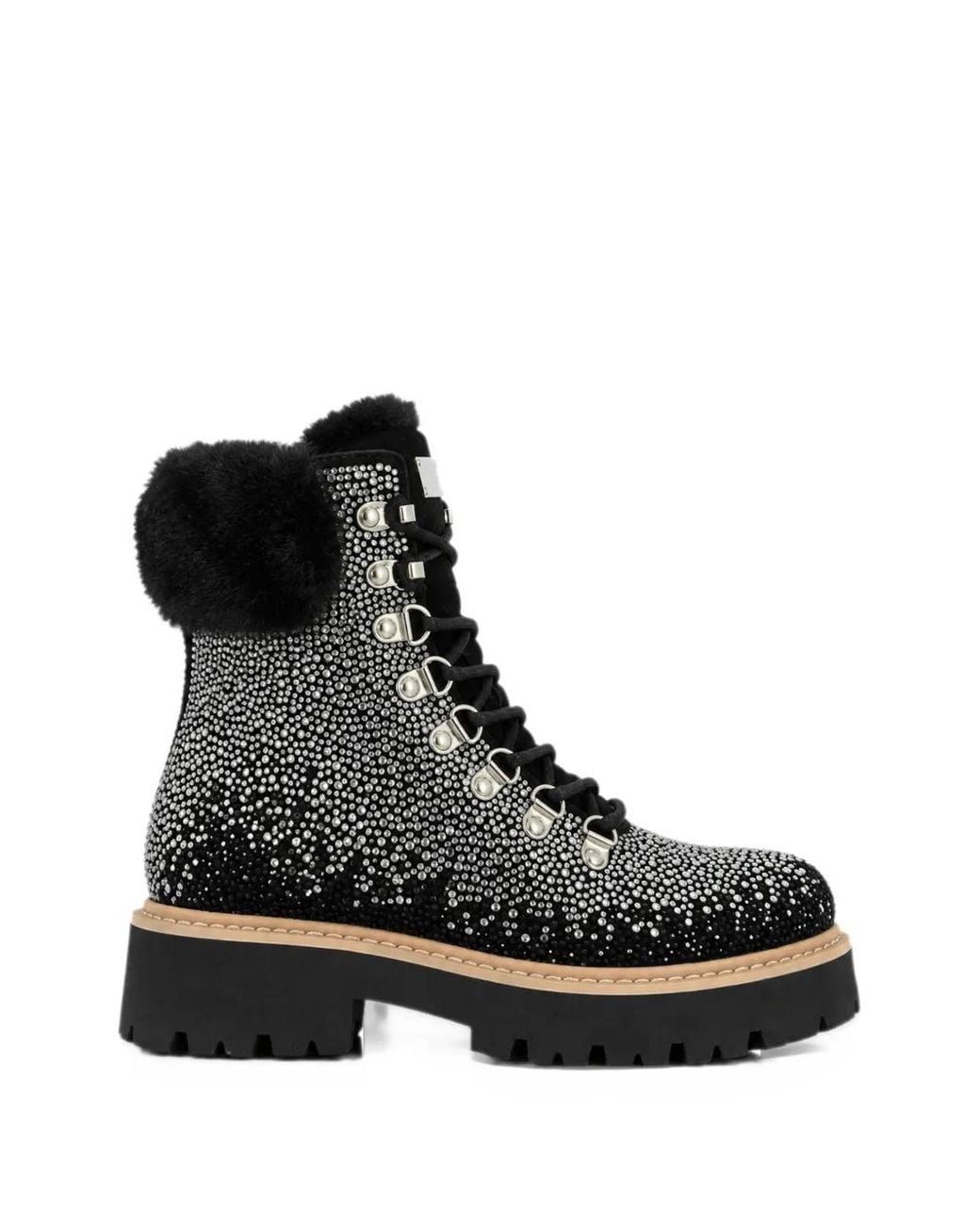 Philipp Plein Black Suede Mountain Boots Mix Strass