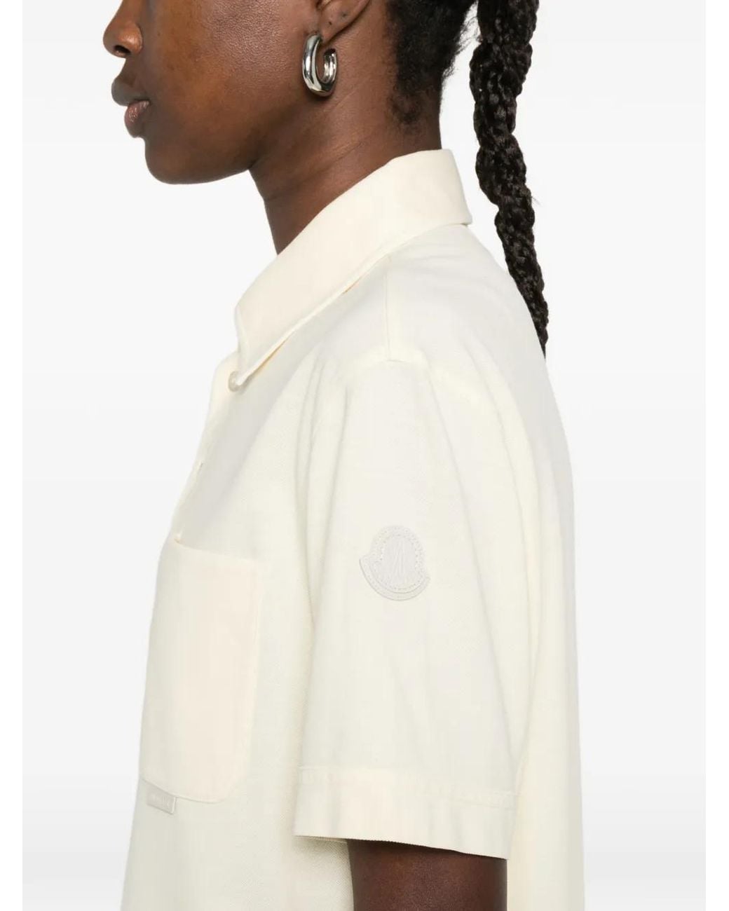 Moncler White Short-Sleeve Polo Top