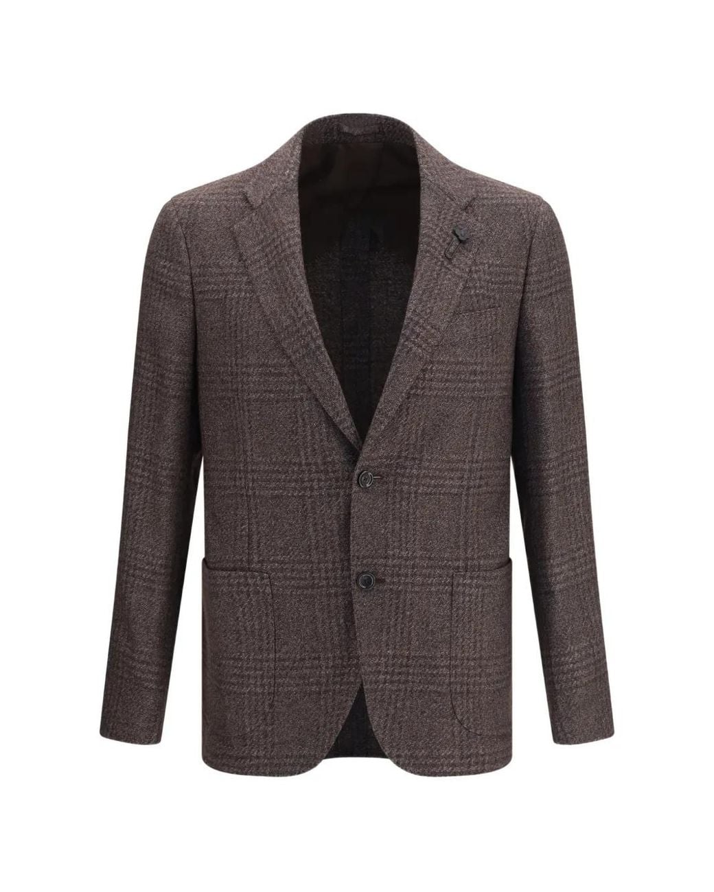 Lardini Brown Single-Breasted Checked Blazer for men