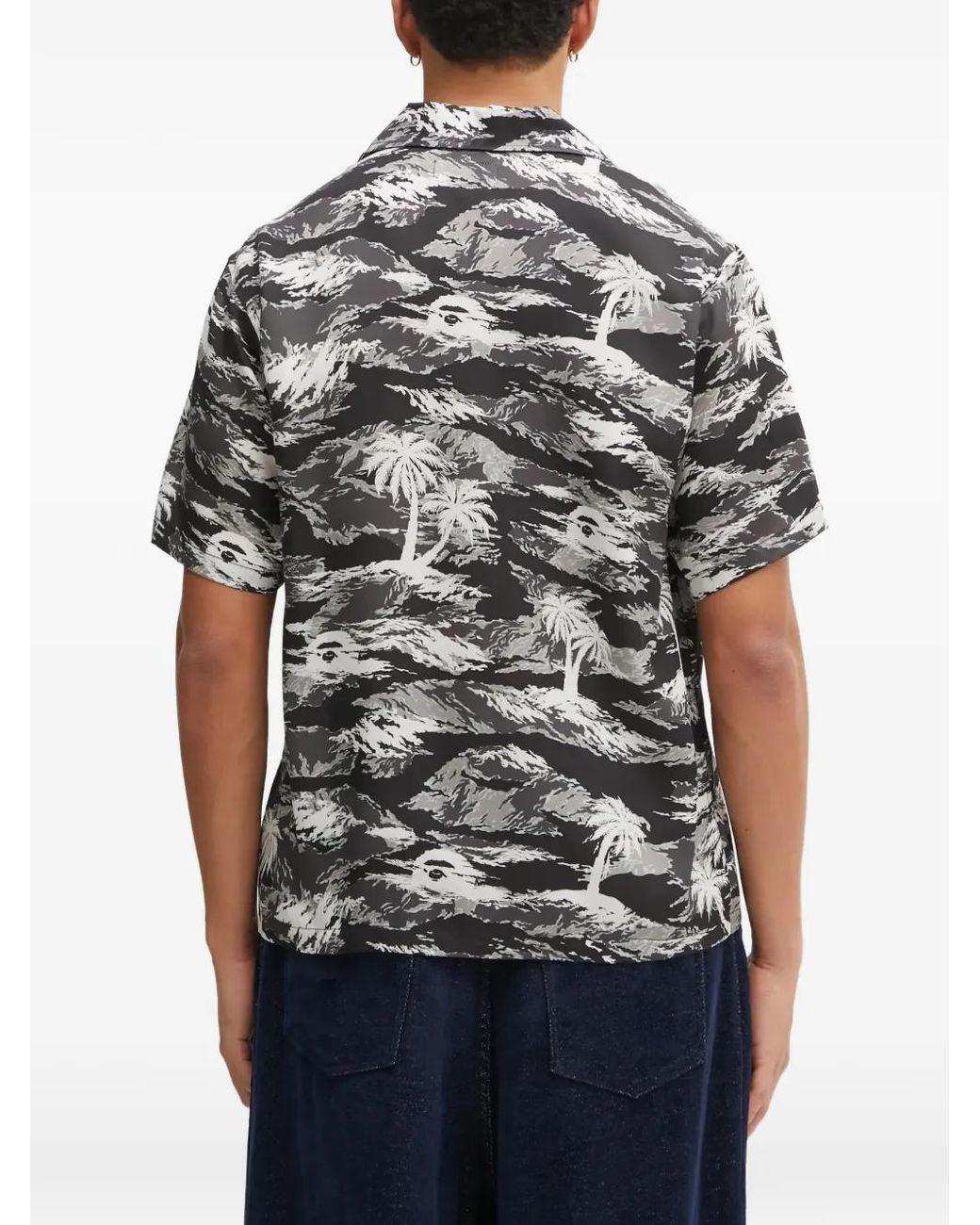 A Bathing Ape Gray Palm-Tree Printed Shirt for men