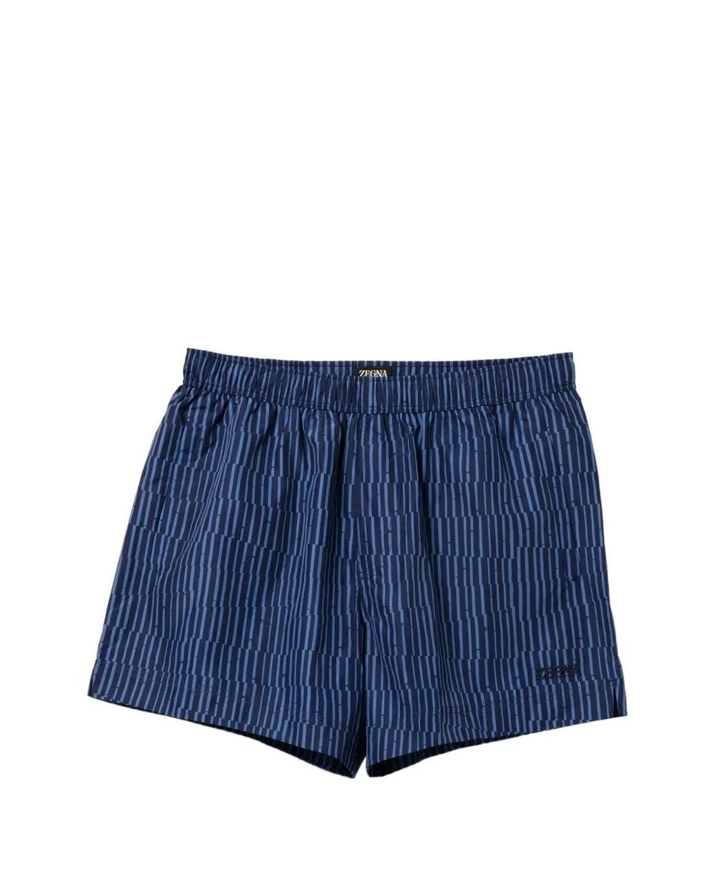 Zegna Blue Striped Swim Shorts for men