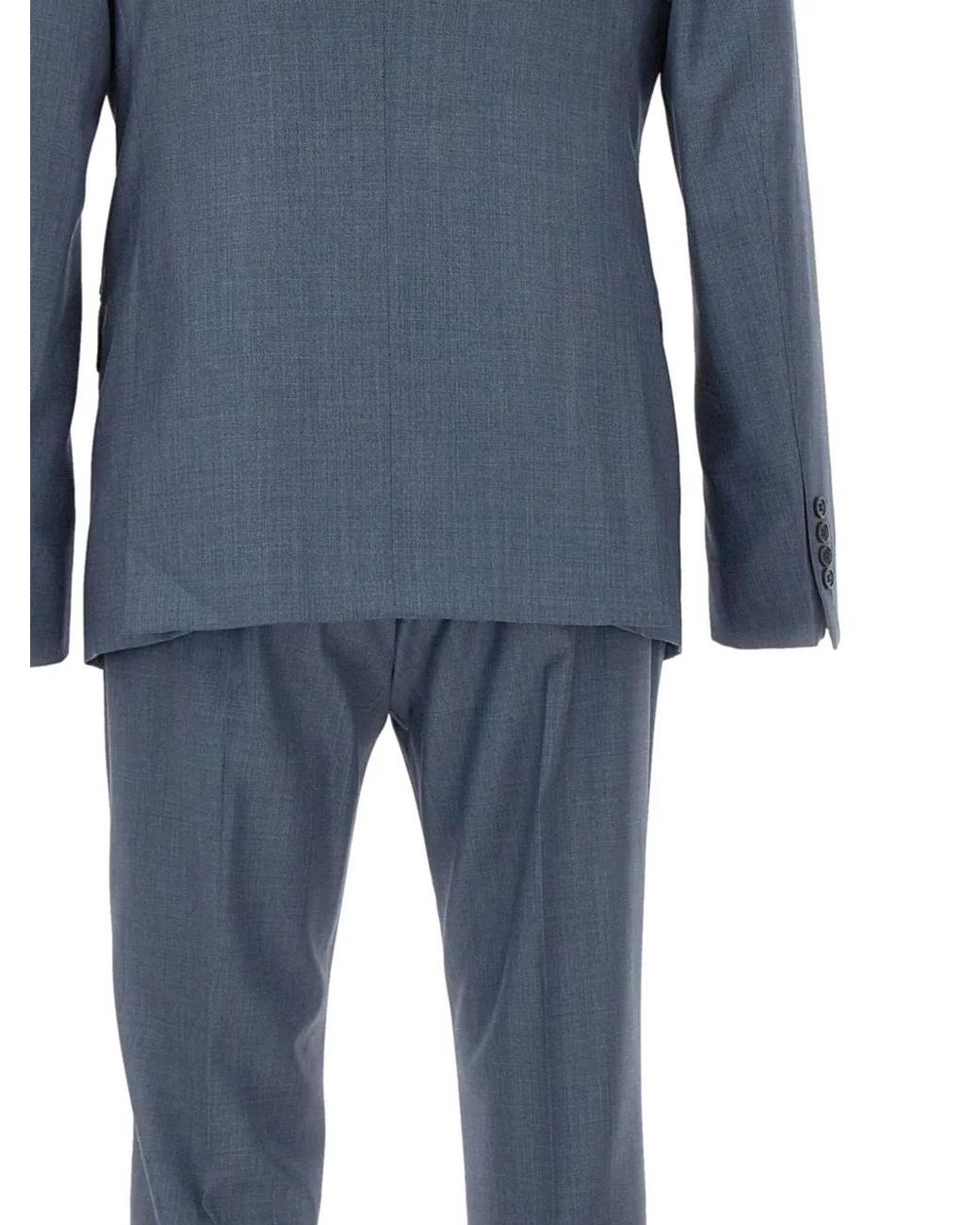 Emporio Armani Blue Two-Button Peaked-Lapels Single-Breasted Suit for men