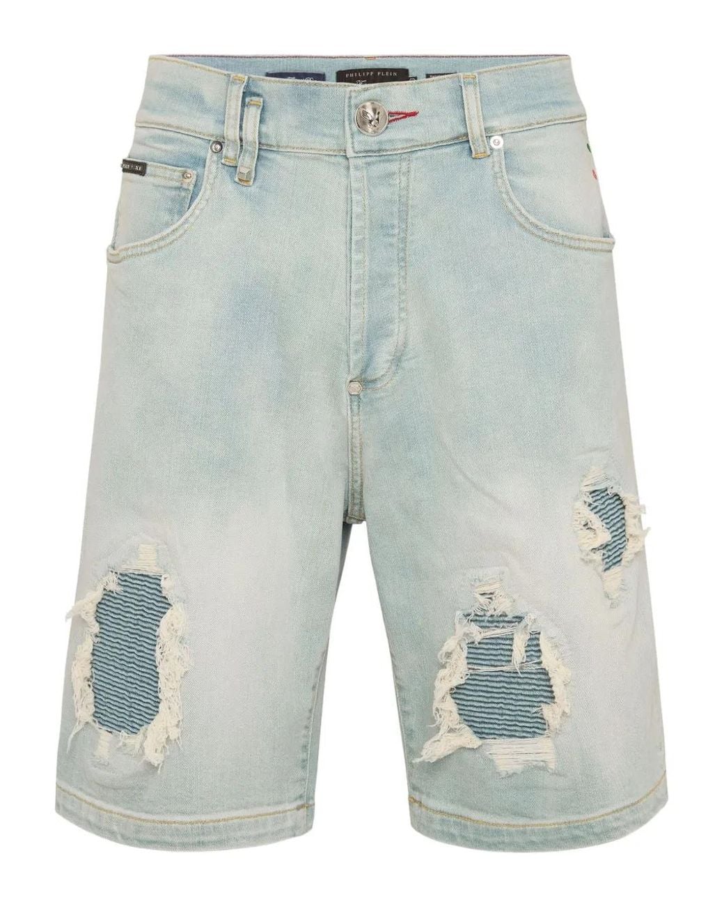 Philipp Plein Blue Distressed Shorts for men